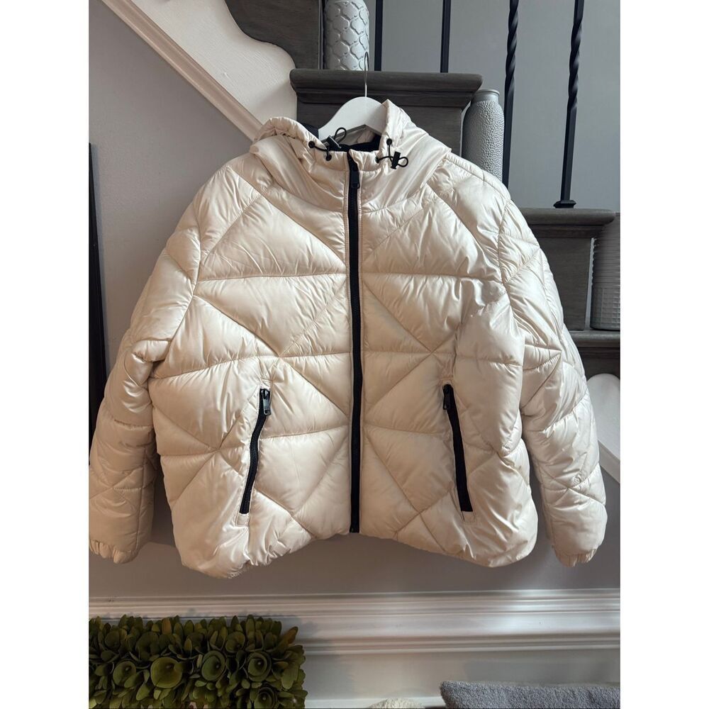 Love & Sports Winter White Hooded Puffer Jacket sz XXL 20 EUC